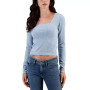 Juniors' Lace-Trimmed Square-Neck Seamless Top