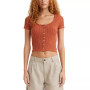Women's Britt Cropped Snap-Front Short-Sleeve Top