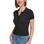 Women's Ribbed Quarter-Button Polo Shirt
