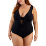 Trendy Plus Size Color Code Ruffled One-Piece Swimsuit