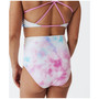 Women's Cotton Candy Tie Dye High Rise Bikini Bottom with Bow