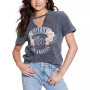 Women's Cotton Embellished Roses Graphic-Print Tee