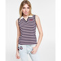 Women's Striped Sleeveless Polo Shirt