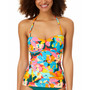 Women's Plumeria Twist Shirred Tankini Top