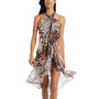 Women's Neutral Animal Ruffle Pareo Swim Cover-Up