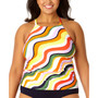 Plus Size Printed High-Neck Tankini Top