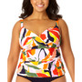 Plus Size Printed V-Neck Tankini Top