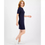 Women's Ribbed Henley-Neck Short-Sleeve Dress