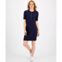 Women's Ribbed Henley-Neck Short-Sleeve Dress