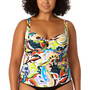 Plus Size Twisted Printed Tankini Top