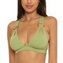 Women's Color Code V-Neck Ring-Strap Bikini Top