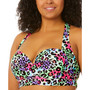 Trendy Plus Size Leopard Love Molded-Cup X-Back Bikini Top, Created for Macy's