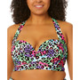 Trendy Plus Size Leopard Love Molded-Cup X-Back Bikini Top, Created for Macy's