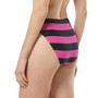 Women's Striped High-Waisted Bikini Bottoms
