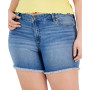 Trendy Plus Size Frayed Denim Shorts