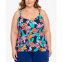 Plus Size Printed Double-Strap Princess Tankini Top, Created For Macy's