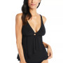 Women's Solid Front-Cascade Tankini Top