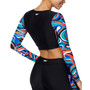 Women's Long-Sleeve Cropped Rash Guard Swim Top
