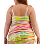 Plus Size Awaken Printed Tie-Strap Tankini Top
