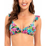 Women's Printed Ruffle-Strap Bralette Swim Top