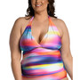 Plus Size Sunset Shores Halter Tankini Top