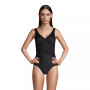 Women's Petite SlenderSuit Tummy Control Chlorine Resistant V-neck Wrap One Piece Swimsuit