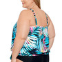 Plus Size Printed High Neck Tie-Waist Tankini Top, Created for Macy's