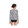 Women's Petite Crew Neck Long Sleeve Rash Guard UPF 50 Sun Protection Modest Swim Tee Print