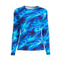 Women's Petite Crew Neck Long Sleeve Rash Guard UPF 50 Sun Protection Modest Swim Tee Print