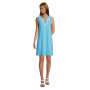 Women's Petite Embroidered Cotton Jersey Sleeveless Swim Cover-up Dress