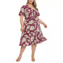 Plus Size Flutter-Sleeved Shirred Midi Dress