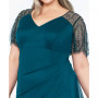 Plus Size Embellished Sheer Matte Jersey Gown