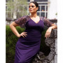 Plus Size Embellished Sheer Matte Jersey Gown