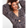 Trendy Plus Size Keyhole Printed Pleated Jersey Maxi Dress