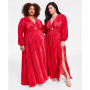 Trendy Plus Size Keyhole Printed Pleated Jersey Maxi Dress