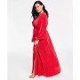Trendy Plus Size Keyhole Printed Pleated Jersey Maxi Dress