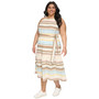 Plus Size Cotton Gauze Stripe Halter-Neck Midi Dress