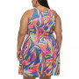 Plus Size Printed Halter Fit & Flare Dress