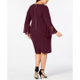 Plus Size Illusion Bell-Sleeve Dress