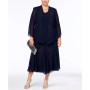 R&M Richards Plus Size Beaded V-Neck Dress and Jacket