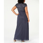 Plus Size Sequined-Lace Ruched Gown