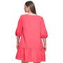 Plus Size Elbow-Sleeve Ruffled-Hem Shift Dress