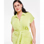 Trendy Plus Size Tie-Front Ruched Shirtdress