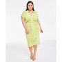 Trendy Plus Size Tie-Front Ruched Shirtdress