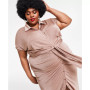Trendy Plus Size Tie-Front Ruched Shirtdress