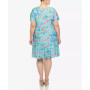 Plus Size Floral Short Sleeve Knee Length Dress