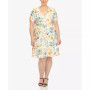 Plus Size Floral Short Sleeve Knee Length Dress