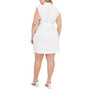 Plus Size Zip-Front Belted Collar Dress