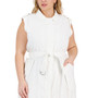 Plus Size Zip-Front Belted Collar Dress