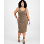 Plus Size Cheetah-Print Bodycon Midi Dress, Created for Macy's